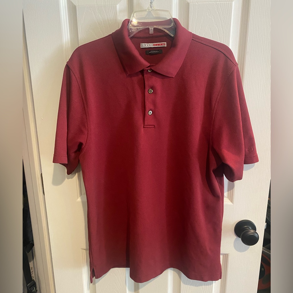 Mens Grand Slam Brand Polo Shirt Maroon Large